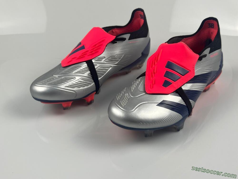 Adidas Predator Elite Foldover Tongue FG Low-Tops Soccer Cleats - Silver/Blue/Red