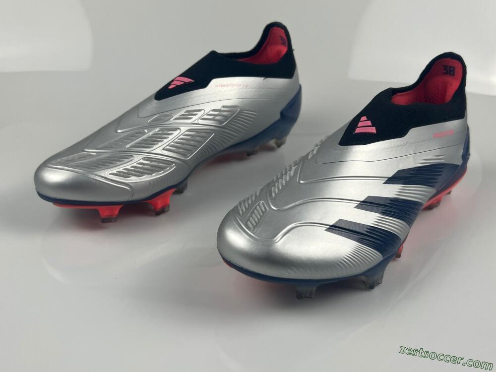 Adidas Predator 24 Elite laceless FG Low-Tops Soccer Cleats - Silver/Blue/Red