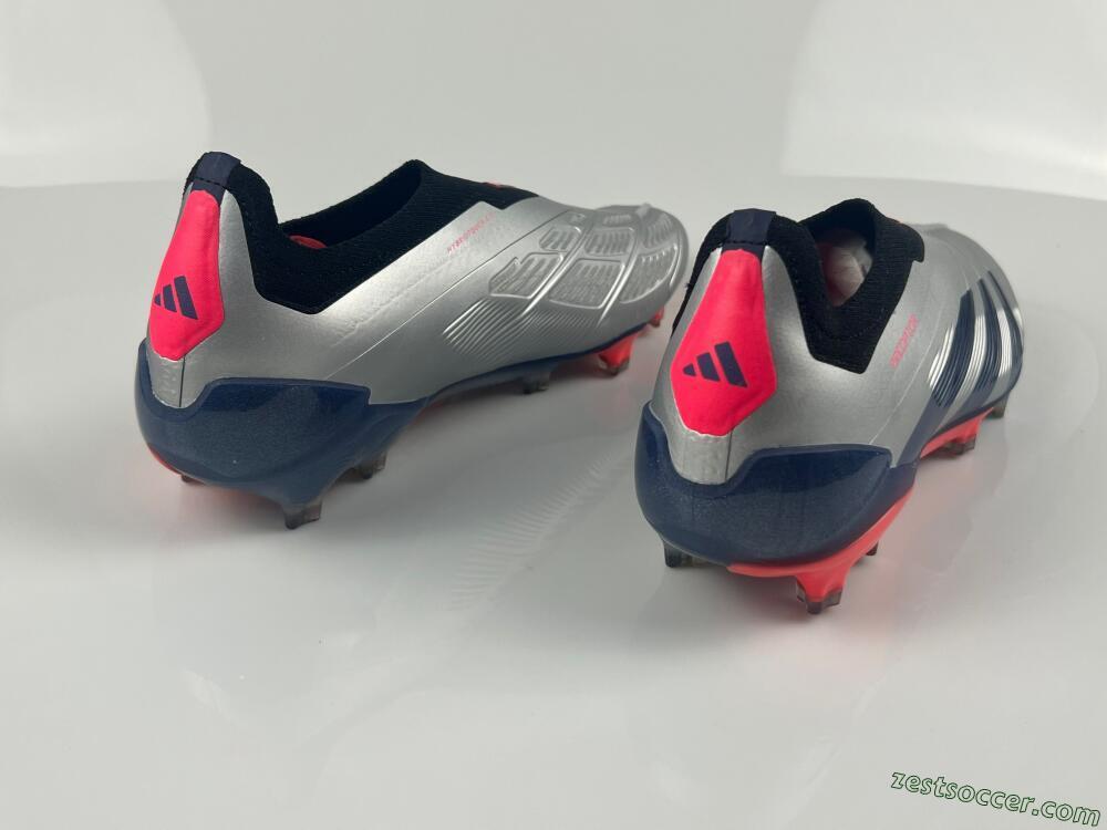 Adidas Predator 24 Elite laceless FG Low-Tops Soccer Cleats - Silver/Blue/Red