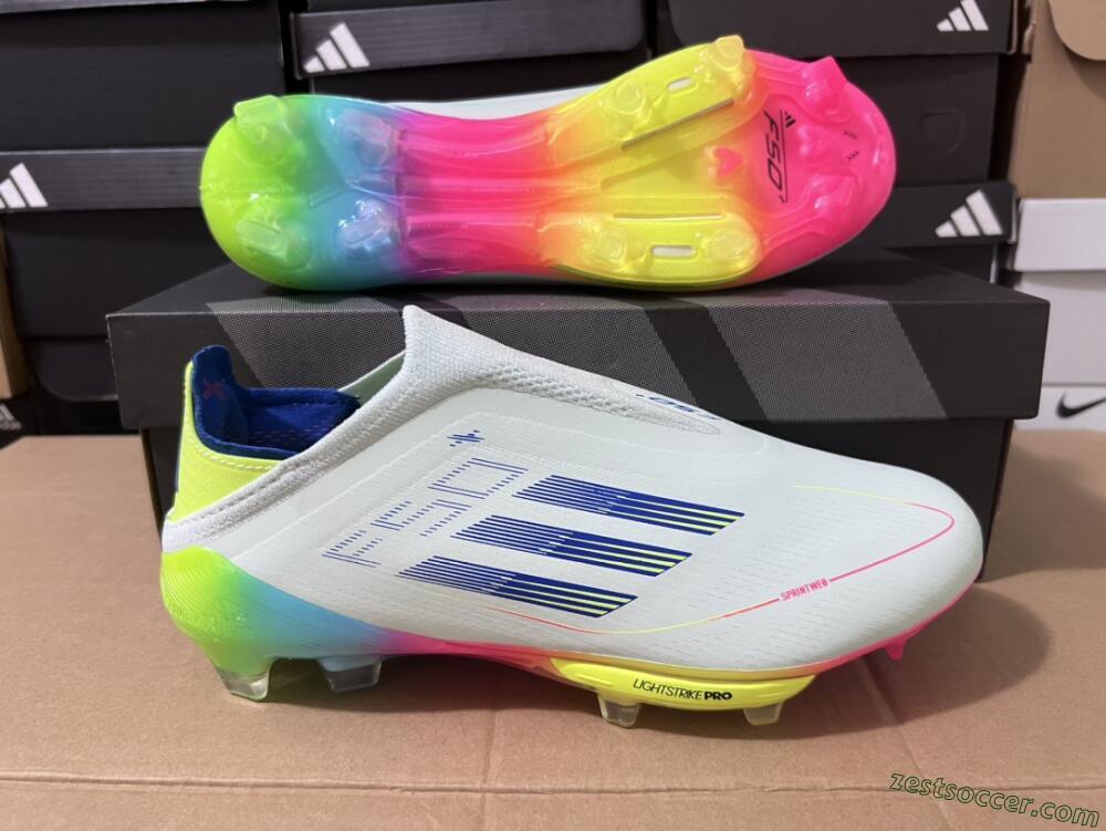 Adidas F50+ Lightstrike Pro Laceless FG Low-Tops Soccer Cleats - Jade/Rainbow