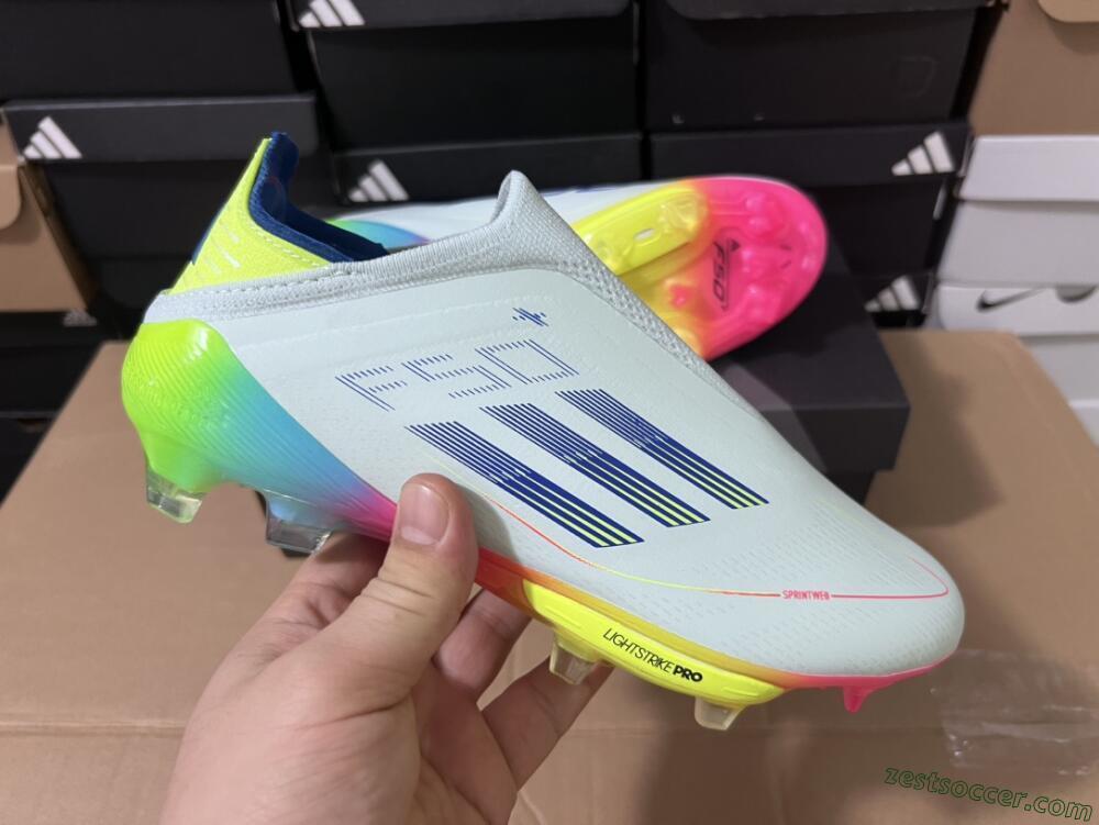 Adidas F50+ Lightstrike Pro Laceless FG Low-Tops Soccer Cleats - Jade/Rainbow