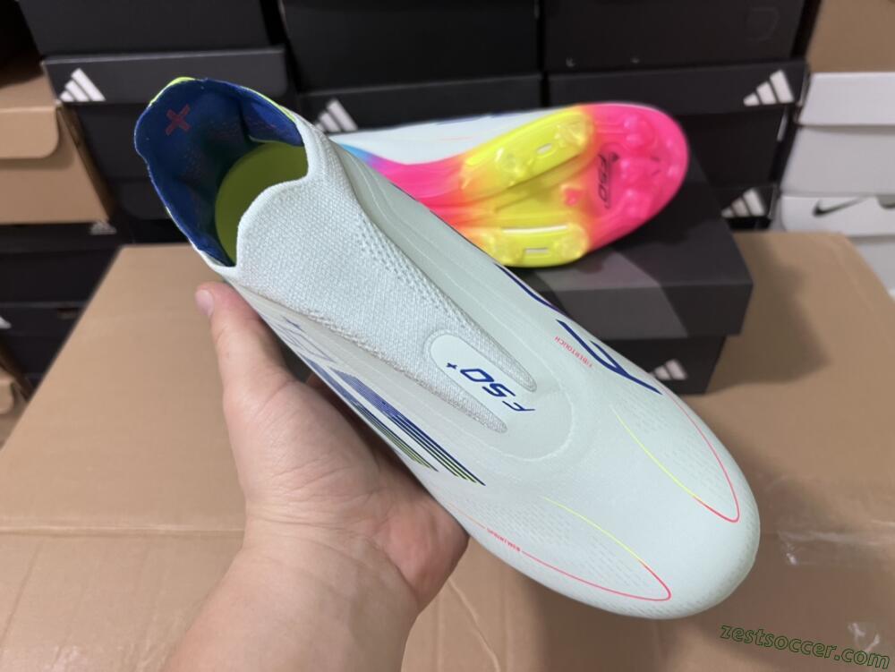 Adidas F50+ Lightstrike Pro Laceless FG Low-Tops Soccer Cleats - Jade/Rainbow