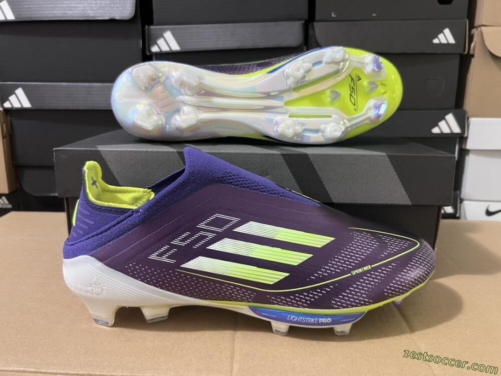 Adidas F50+ Lightstrike Pro FG Low-Tops Soccer Cleats - Purple/Yellow/Blue