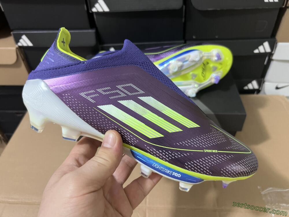 Adidas F50+ Lightstrike Pro FG Low-Tops Soccer Cleats - Purple/Yellow/Blue