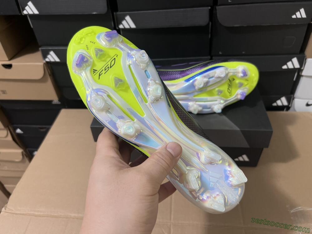 Adidas F50+ Lightstrike Pro FG Low-Tops Soccer Cleats - Purple/Yellow/Blue