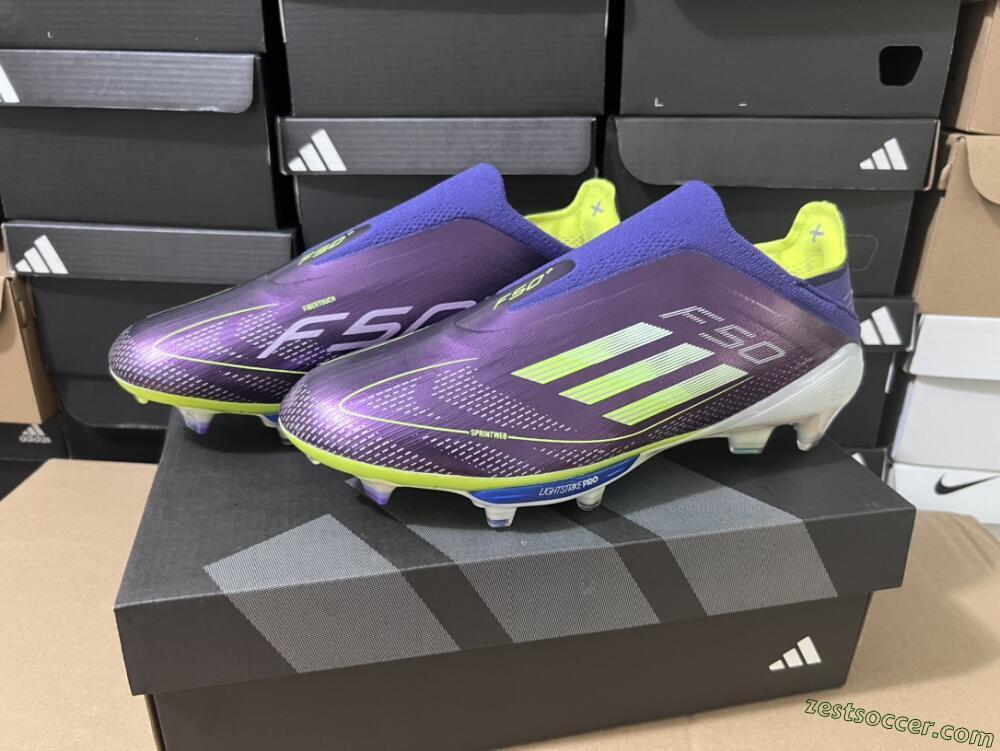 Adidas F50+ Lightstrike Pro FG Low-Tops Soccer Cleats - Purple/Yellow/Blue