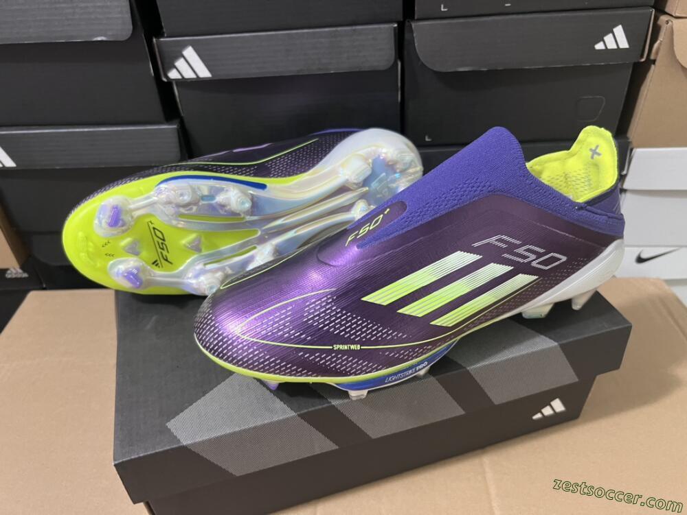 Adidas F50+ Lightstrike Pro FG Low-Tops Soccer Cleats - Purple/Yellow/Blue