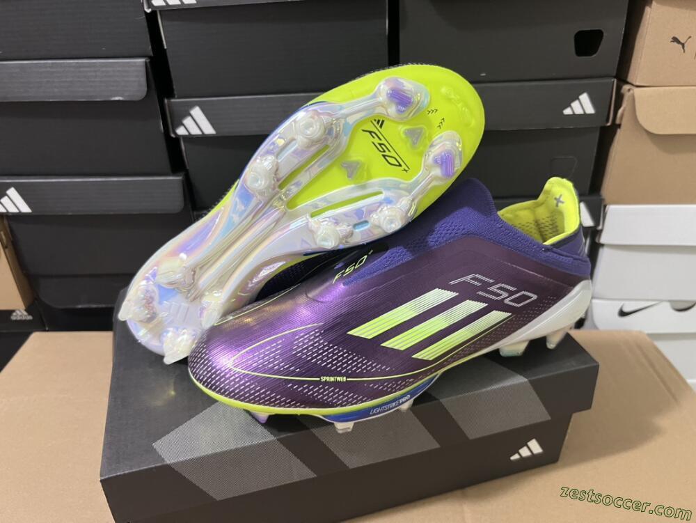 Adidas F50+ Lightstrike Pro FG Low-Tops Soccer Cleats - Purple/Yellow/Blue