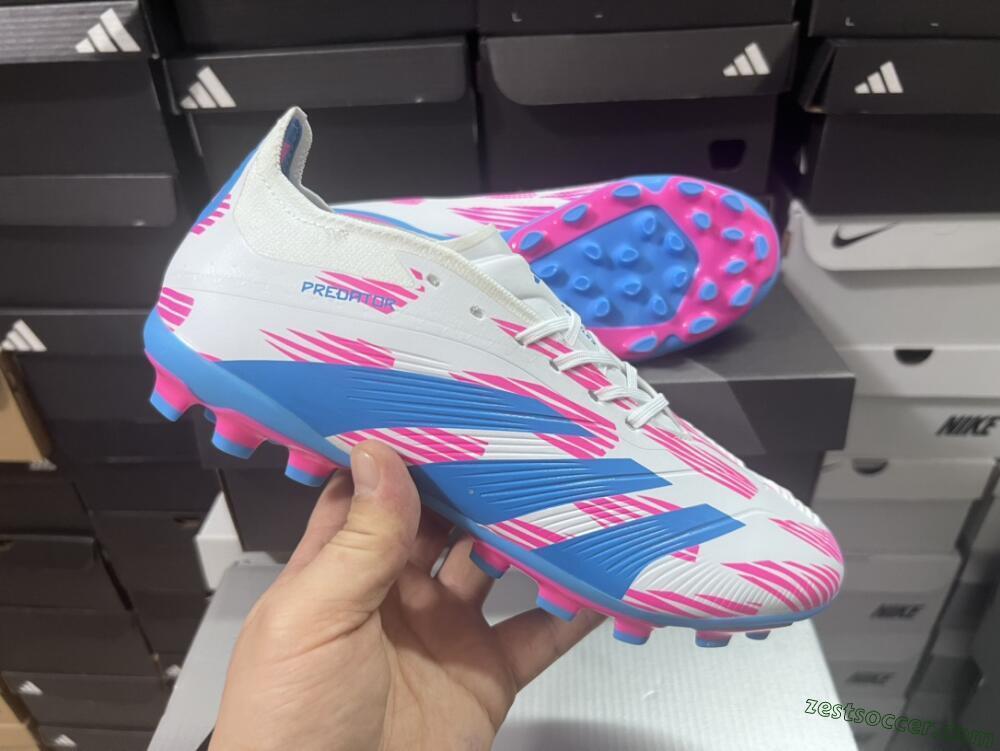 Adidas Predator Elite 24 MG Low-Tops Soccer Cleats - White/Blue/Pink