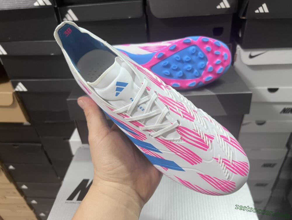 Adidas Predator Elite 24 MG Low-Tops Soccer Cleats - White/Blue/Pink