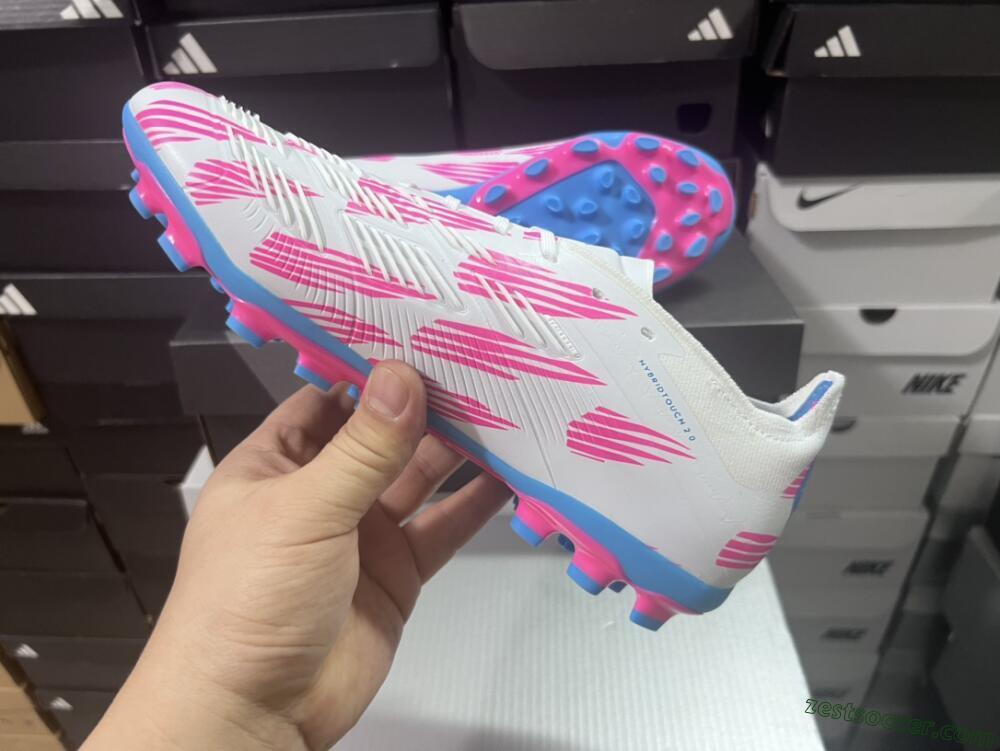 Adidas Predator Elite 24 MG Low-Tops Soccer Cleats - White/Blue/Pink