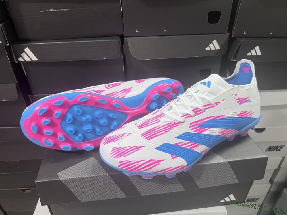 Adidas Predator Elite 24 MG Low-Tops Soccer Cleats - White/Blue/Pink