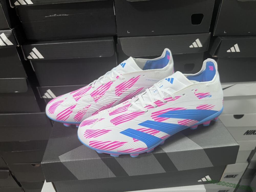 Adidas Predator Elite 24 MG Low-Tops Soccer Cleats - White/Blue/Pink