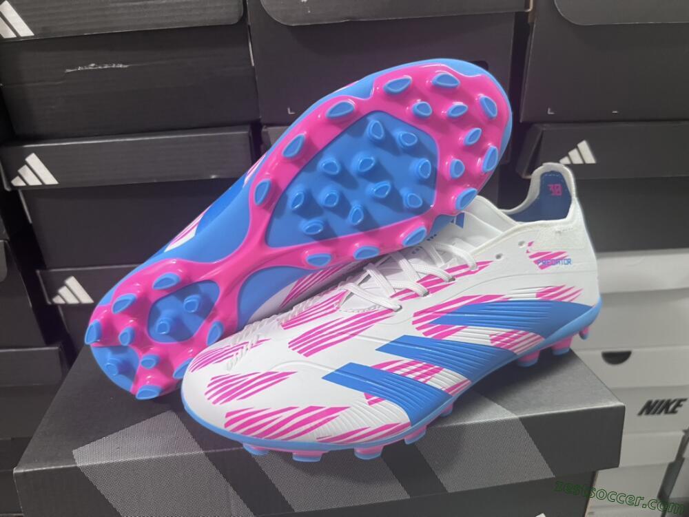 Adidas Predator Elite 24 MG Low-Tops Soccer Cleats - White/Blue/Pink