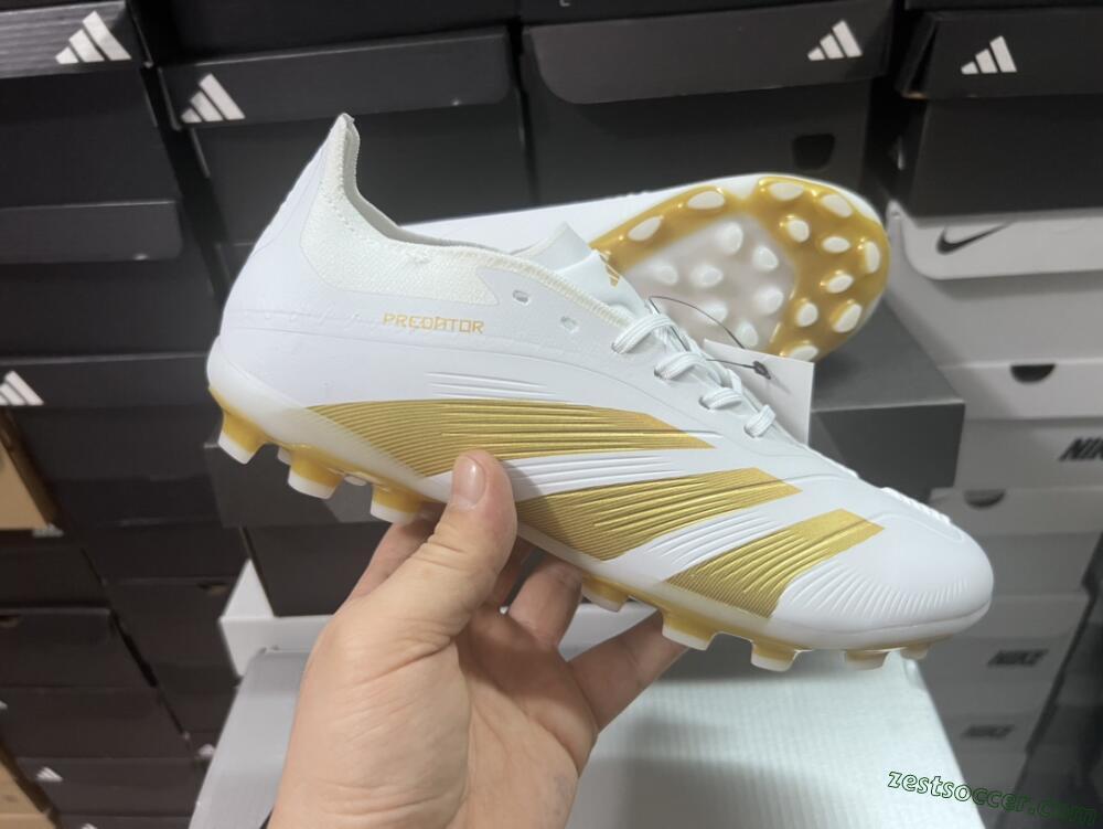 Adidas Predator Elite 24 MG Low-Tops Soccer Cleats - White/Gold