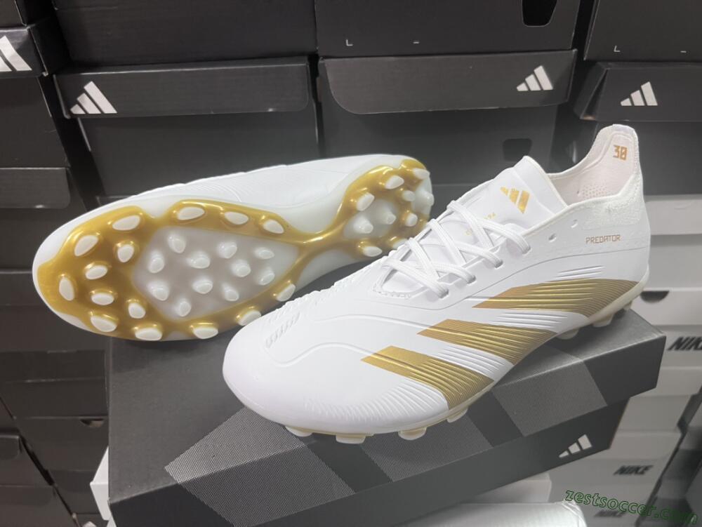 Adidas Predator Elite 24 MG Low-Tops Soccer Cleats - White/Gold