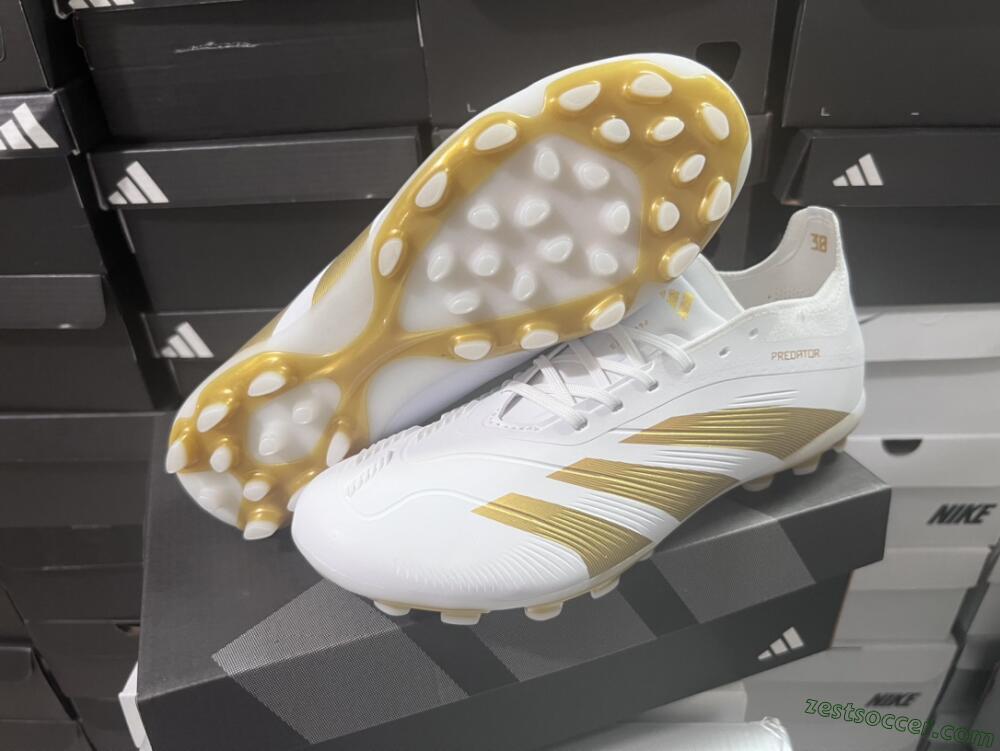 Adidas Predator Elite 24 MG Low-Tops Soccer Cleats - White/Gold