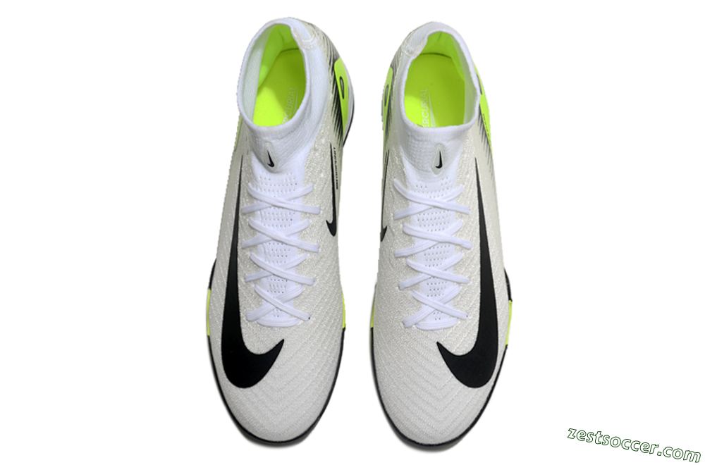 Nike Air Zoom Mercurial Superfly 10 Elite TF High-Tops Soccer Shoes - White/Black/Yellow 4