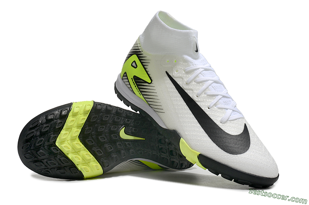 Nike Air Zoom Mercurial Superfly 10 Elite TF High-Tops Soccer Shoes - White/Black/Yellow 3