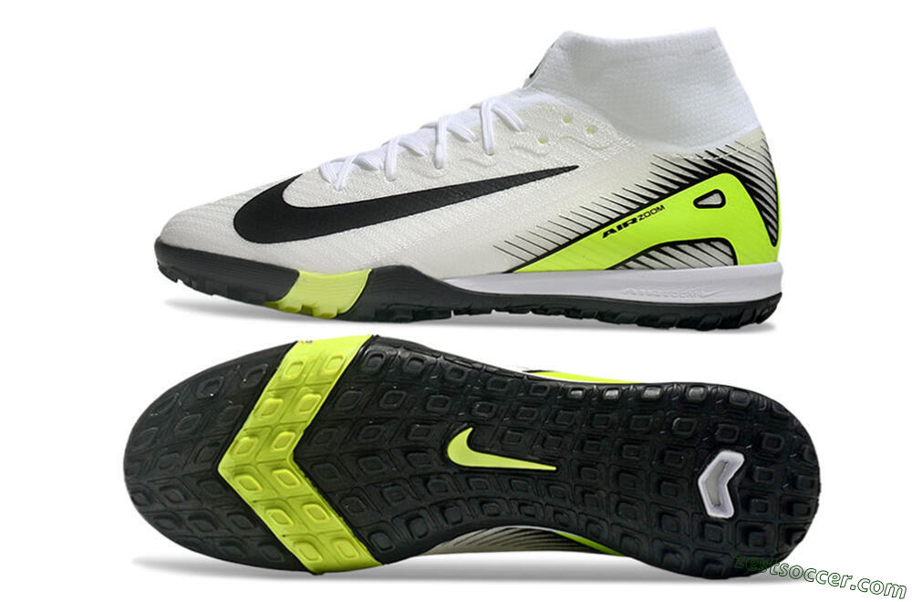 Nike Air Zoom Mercurial Superfly 10 Elite TF High-Tops Soccer Shoes - White/Black/Yellow 1