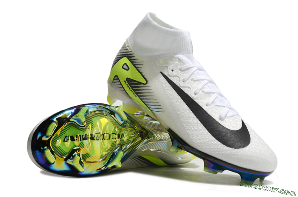 Nike Air Zoom Mercurial Superfly 10 Elite FG High-Tops Soccer Cleats - White/Black/Yellow/Gold 3