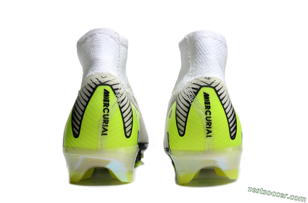 Nike Air Zoom Mercurial Superfly 10 Elite FG High-Tops Soccer Cleats - White/Black/Yellow/Gold 6