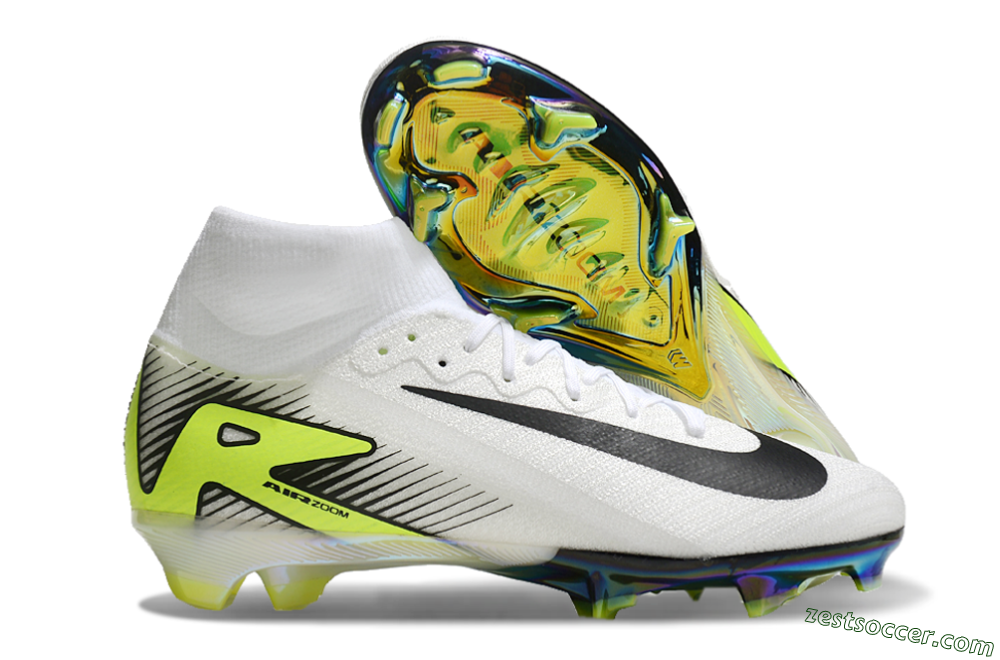 Nike Air Zoom Mercurial Superfly 10 Elite FG High-Tops Soccer Cleats - White/Black/Yellow/Gold 0