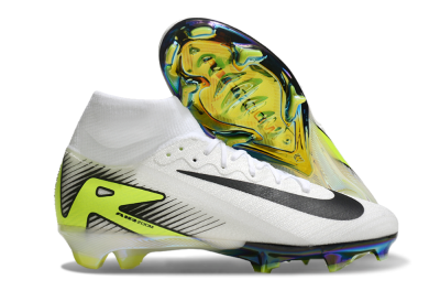 Nike Air Zoom Mercurial Superfly 10 Elite FG High-Tops Soccer Cleats - White/Black/Yellow/Gold