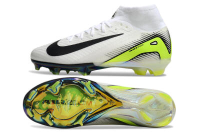 Nike Air Zoom Mercurial Superfly 10 Elite FG High-Tops Soccer Cleats - White/Black/Yellow/Gold