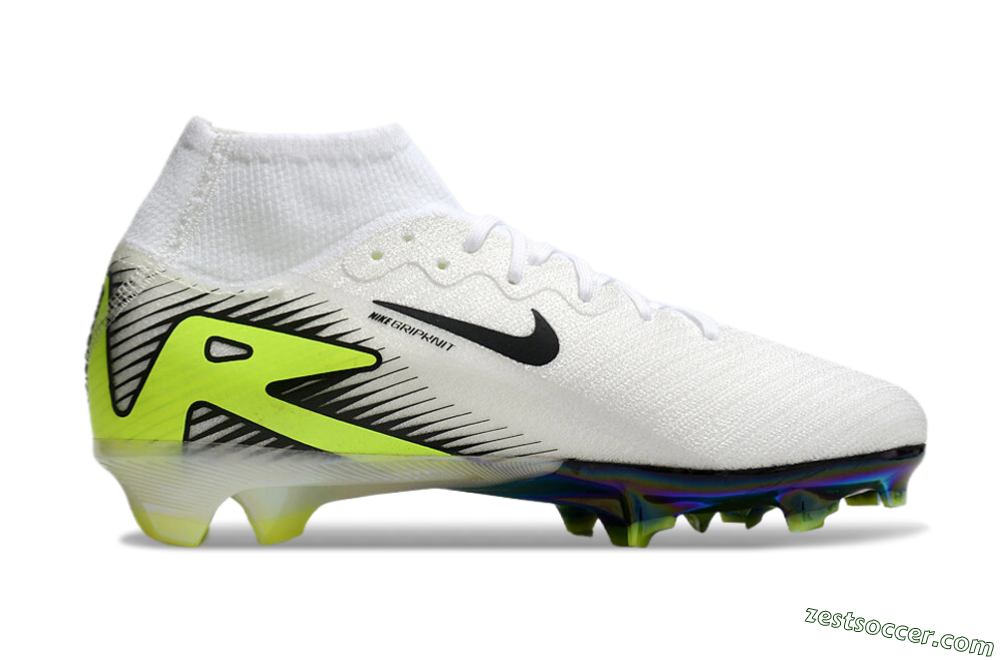 Nike Air Zoom Mercurial Superfly 10 Elite FG High-Tops Soccer Cleats - White/Black/Yellow/Gold 5