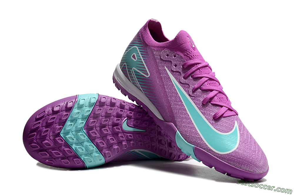 Nike Air Zoom Mercurial Vapor 16 Elite TF Low-Tops Soccer Shoes - Purple/Jade/White 3