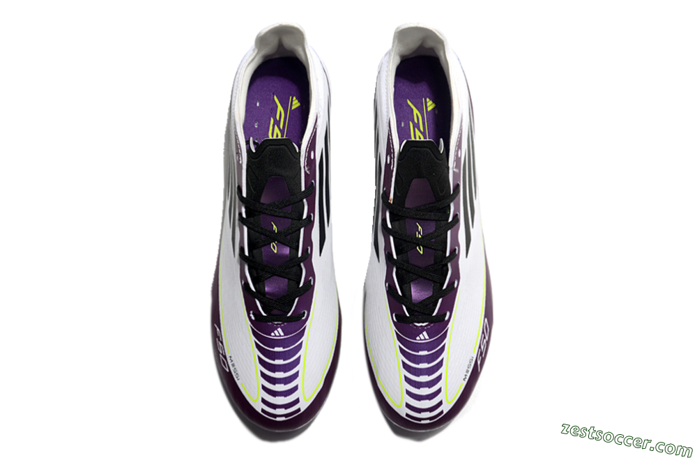 Messi x Adidas F50 Elite MG Low-Tops Soccer Cleats - White/Black/Purple 5