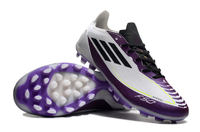 Messi x Adidas F50 Elite MG Low-Tops Soccer Cleats - White/Black/Purple
