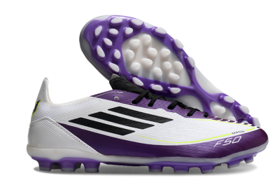 Messi x Adidas F50 Elite MG Low-Tops Soccer Cleats - White/Black/Purple