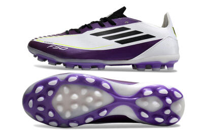 Messi x Adidas F50 Elite MG Low-Tops Soccer Cleats - White/Black/Purple