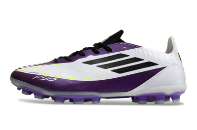 Messi x Adidas F50 Elite MG Low-Tops Soccer Cleats - White/Black/Purple