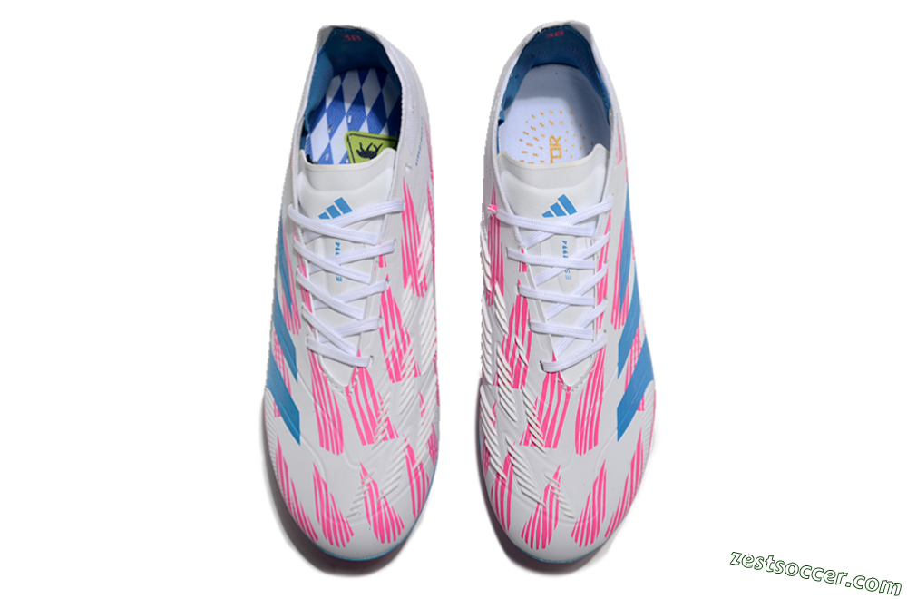 Adidas Predator Elite 24 MG Low-Tops Soccer Cleats - White/Blue/Pink 4
