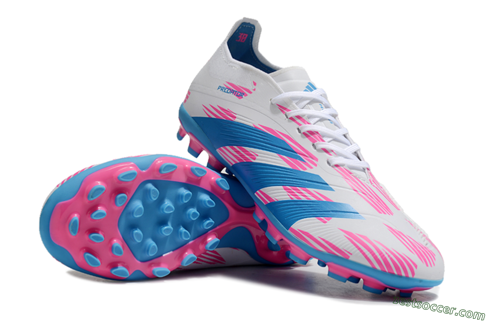Adidas Predator Elite 24 MG Low-Tops Soccer Cleats - White/Blue/Pink 3