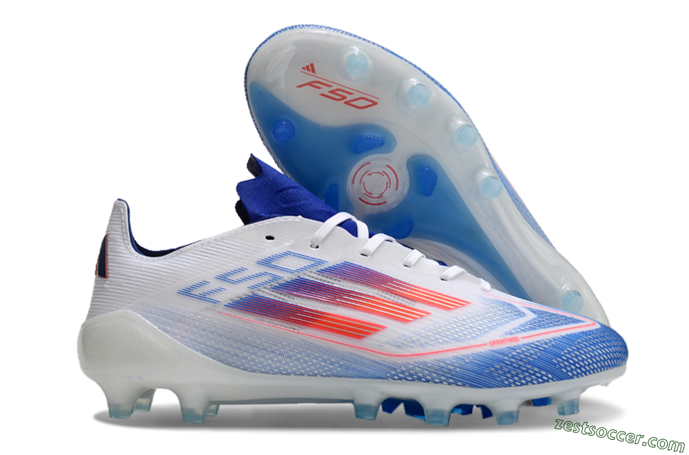 Adidas F50 Elite AG Low-Tops Soccer Cleats - White/Blue/Red 0