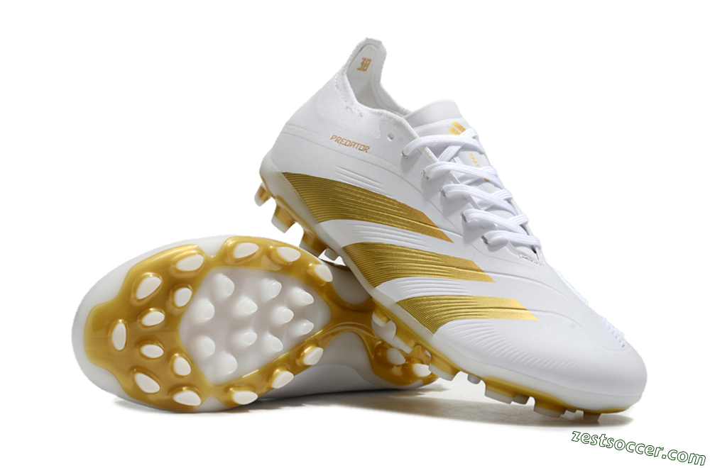 Adidas Predator Elite 24 MG Low-Tops Soccer Cleats - White/Gold 3