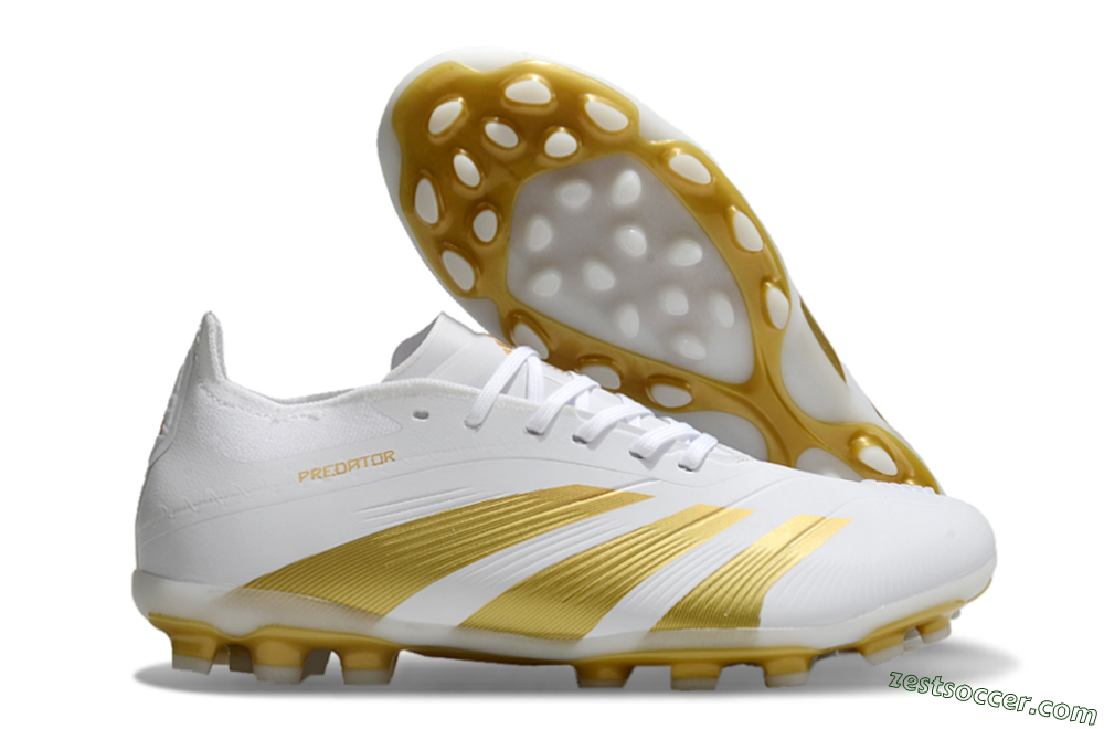 Adidas Predator Elite 24 MG Low-Tops Soccer Cleats - White/Gold 0