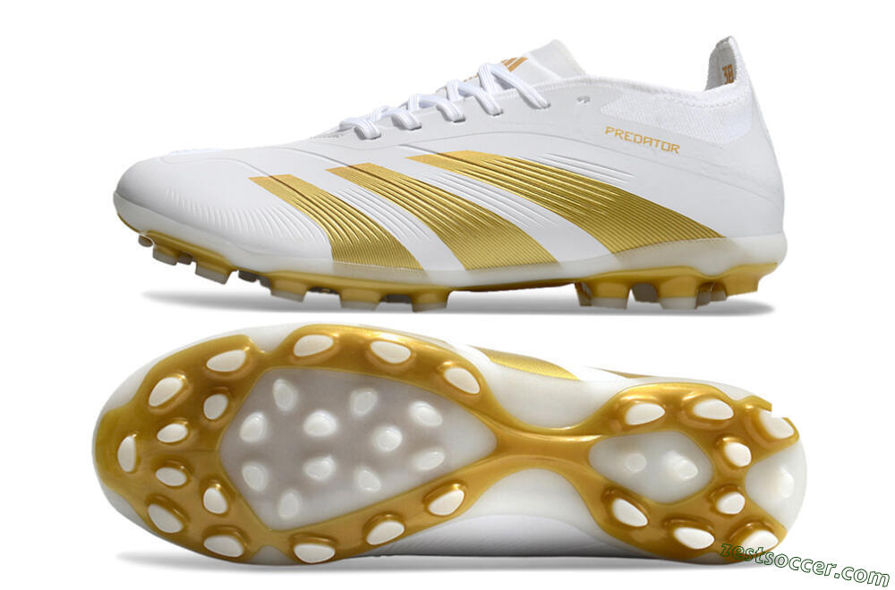 Adidas Predator Elite 24 MG Low-Tops Soccer Cleats - White/Gold 1