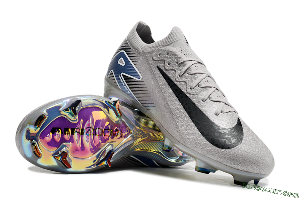 Nike Air Zoom Mercurial Vapor 16 Elite FG Low-Tops Soccer Cleats - Grey/Black/Blue 3