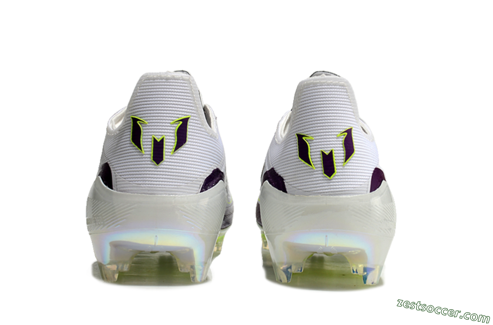 Messi x Adidas F50 Elite FG Low-Tops Soccer Cleats - White/Black/Purple 7
