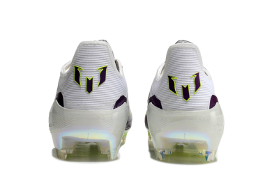 Messi x Adidas F50 Elite FG Low-Tops Soccer Cleats - White/Black/Purple