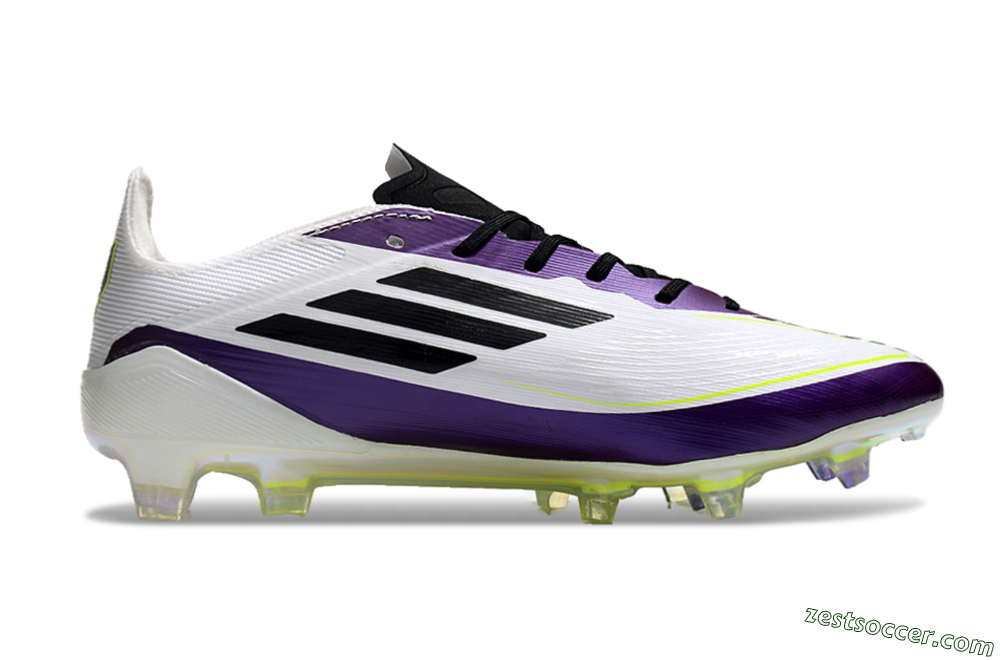 Messi x Adidas F50 Elite FG Low-Tops Soccer Cleats - White/Black/Purple 6
