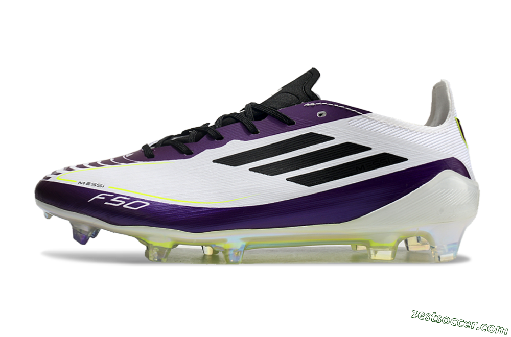 Messi x Adidas F50 Elite FG Low-Tops Soccer Cleats - White/Black/Purple 2