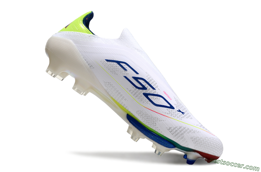 Adidas F50+ Lightstrike Elite FG Low-Tops Soccer Cleats - White/Blue/Yellow 5
