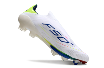 Adidas F50+ Lightstrike Elite FG Low-Tops Soccer Cleats - White/Blue/Yellow