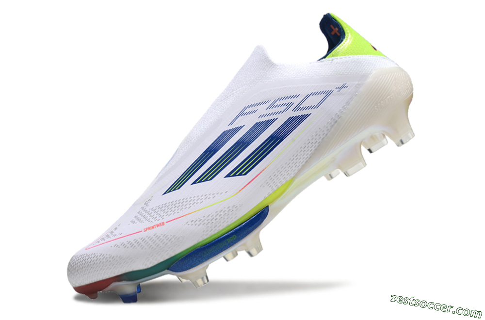 Adidas F50+ Lightstrike Elite FG Low-Tops Soccer Cleats - White/Blue/Yellow 6